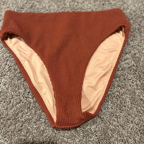 NWT J.Crew Textured Terracotta High Rise Bikini Bottom , size M - Picture 1 of 5